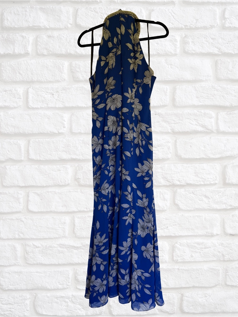 Calvin Klein Cobalt Blue Floral Halter Maxi Dress - Picture 5 of 6